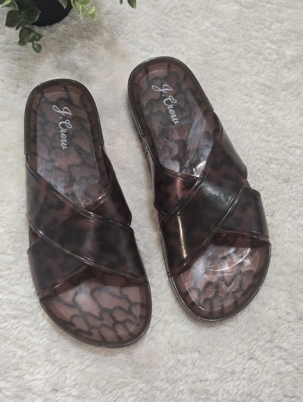 J. Crew Tortoiseshell Sumner Preppy Summer Y2K Jelly Slide Sandals, 9